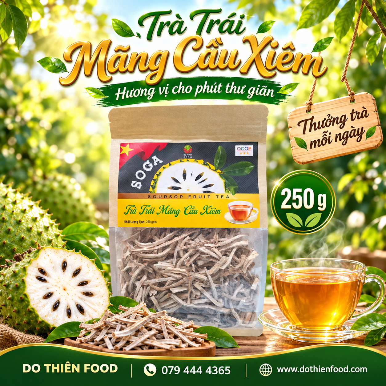 SOGA - Trà trái mãng cầu xiêm 250 gam (không phải túi lọc)