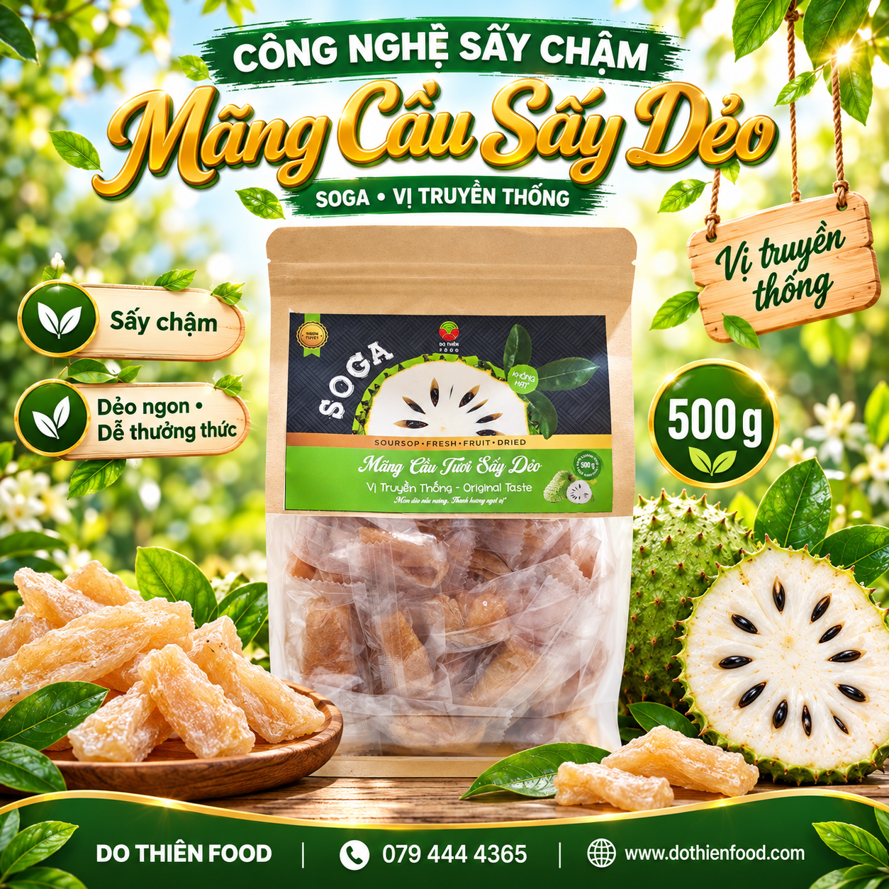 SOGA-Mãng cầu tươi sấy dẻo,vị truyền thống 