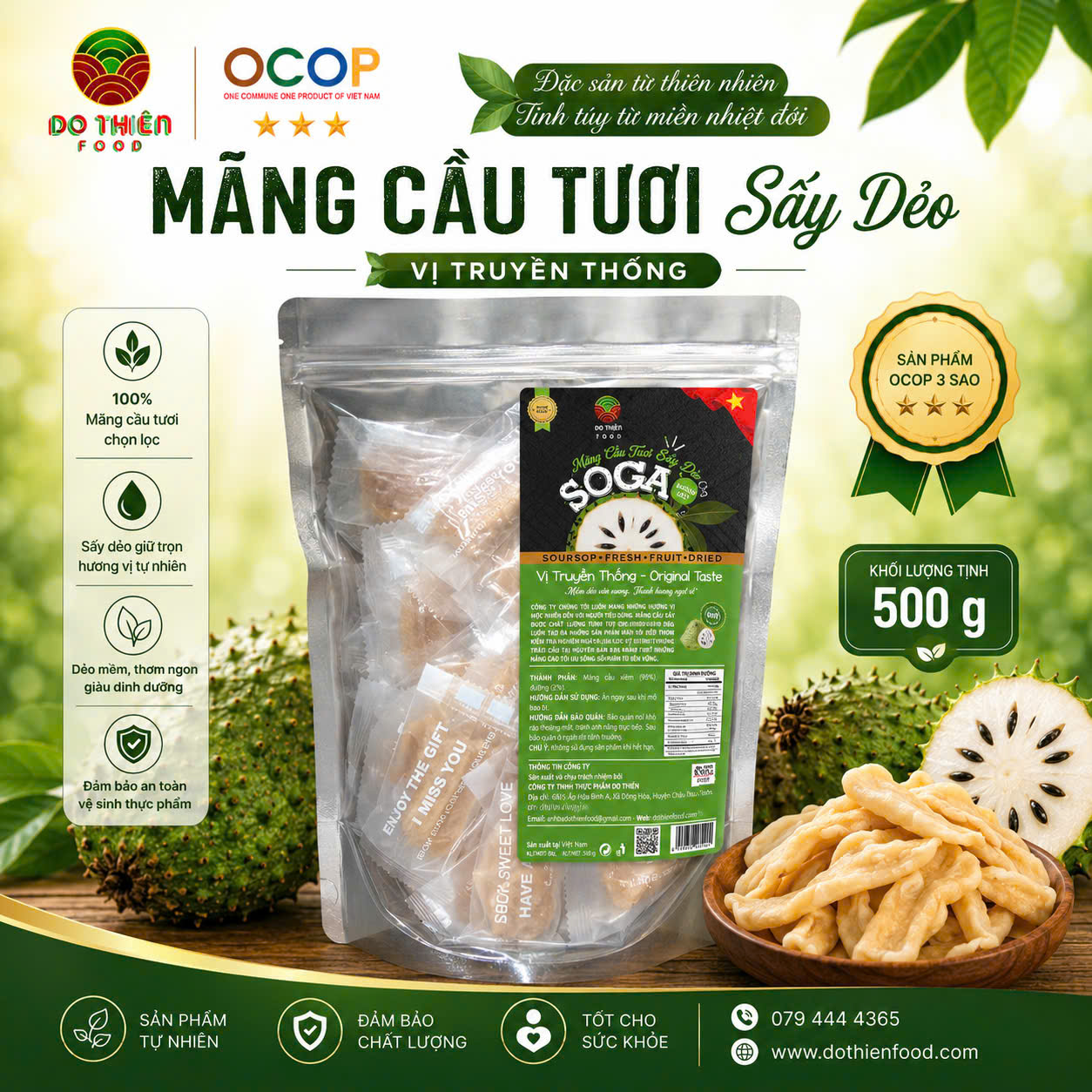 SOGA-Mãng cầu tươi sấy dẻo,vị truyền thống 