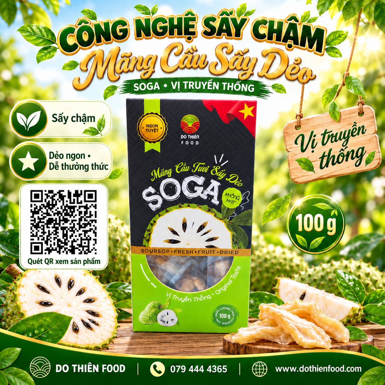 SOGA-Mãng cầu tươi sấy dẻo,vị truyền thống 