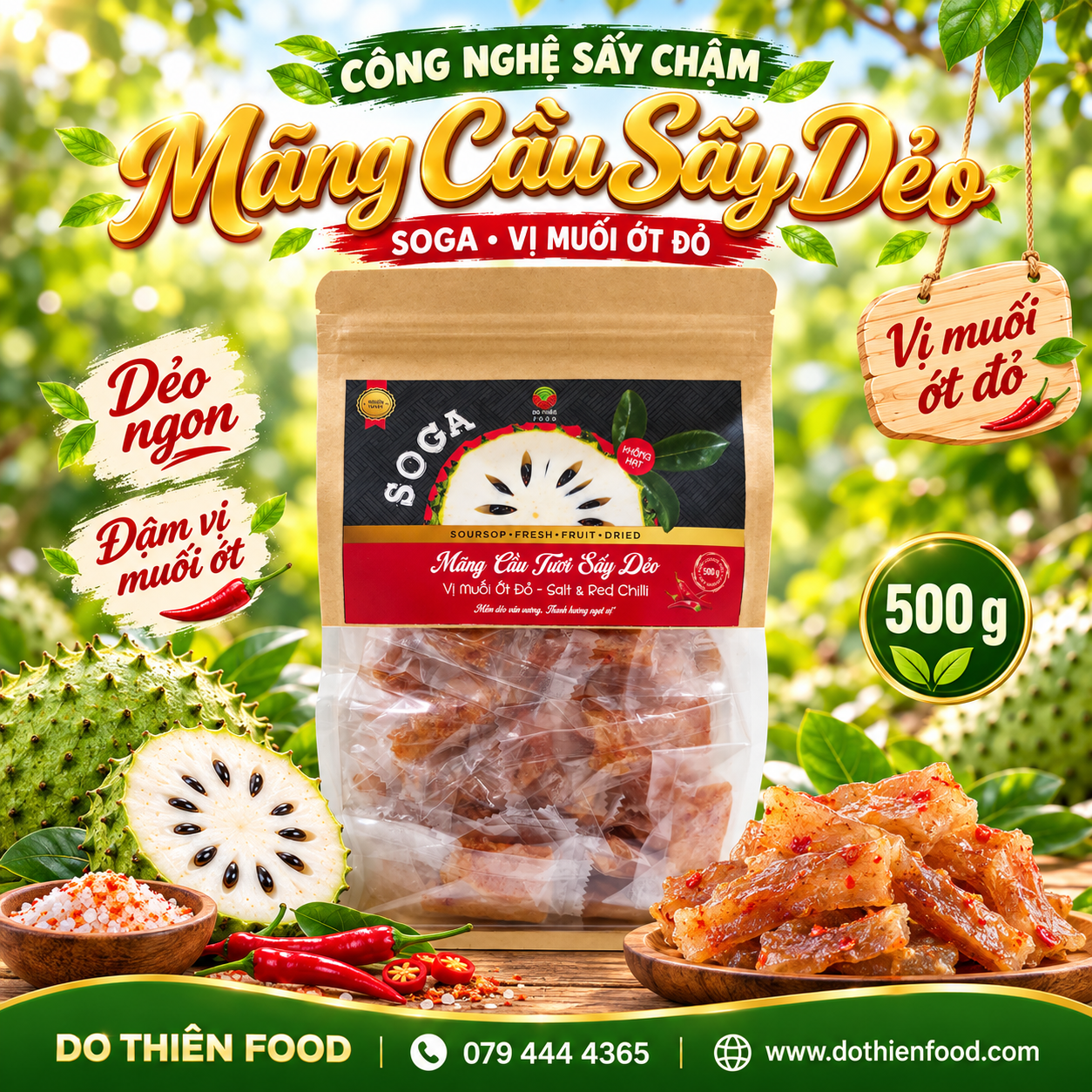 SOGA - Mãng cầu tươi sấy dẻo, vị muối ớt đỏ 