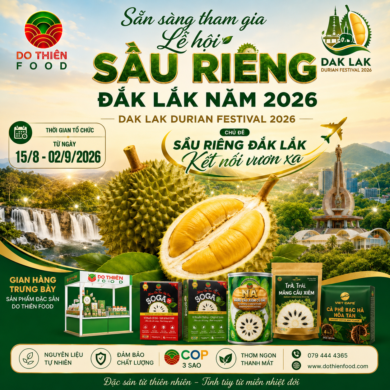 DO THIÊN FOOD SẴN SÀNG THAM GIA LỄ HỘI SẦU RIÊNG ĐẮK LẮK 2026